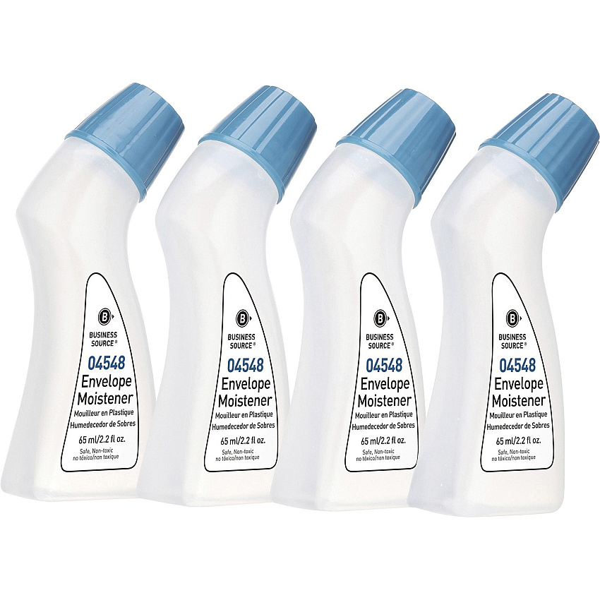 Business Source Envelope Moistener 2.20 fl oz - Blue - Fast-drying, Clog-free, Non-toxic - 4 / Pack (BSN04548)