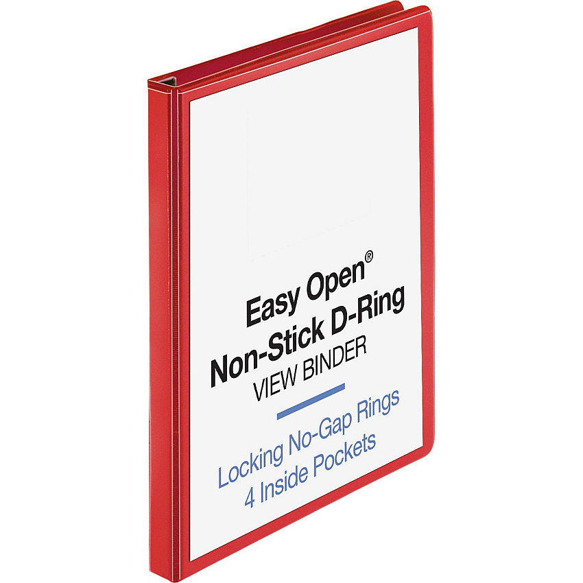 Business Source Red D-ring Binder 1" Binder Capacity - Fastener(s): D-Ring - Pocket(s): 4 - Polypropylene - Red - Non-stick, Labeling Area - 1 Each (BSN26979)