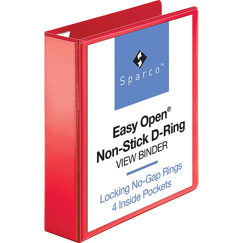Business Source Red D-ring Binder 2" Binder Capacity - Letter - 8 1/2" x 11" Sheet Size - Fastener(s): D-Ring - Pocket(s): 4 - Polypropylene - Red - Recycled - Non-stick, Ink-transfer Resistant, Locking Ring - 1 Each (BSN26981)