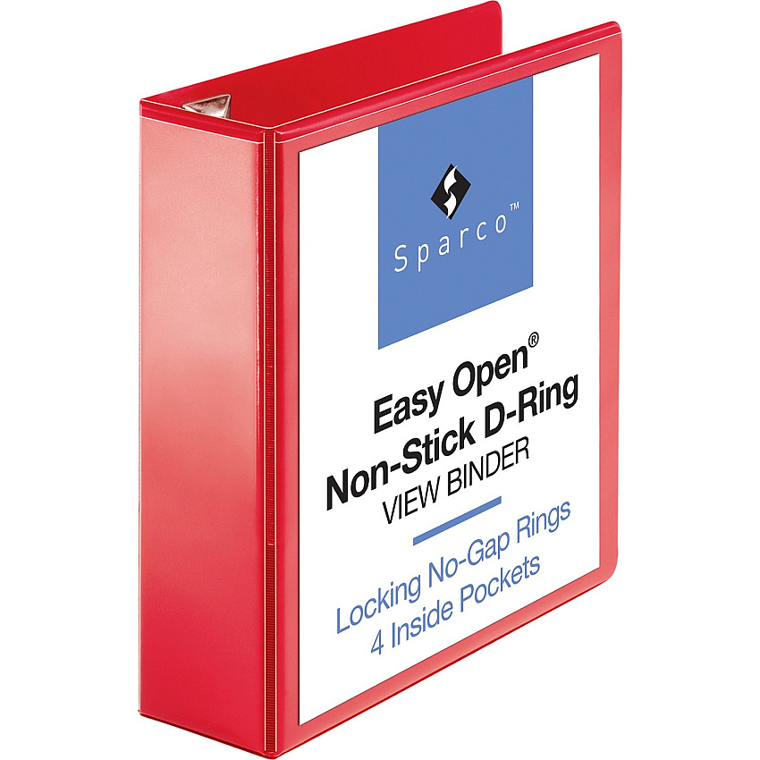 Business Source Red D-ring Binder 3" Binder Capacity - Letter - 8 1/2" x 11" Sheet Size - Fastener(s): D-Ring - Pocket(s): 4 - Polypropylene - Red - Non-stick, Ink-transfer Resistant, Locking Ring - 1 Each (BSN26982)
