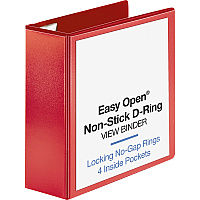 Business Source Red D-ring Binder 4" Binder Capacity - Fastener(s): D-Ring - Pocket(s): 4 - Polypropylene - Red - Non-stick, Labeling Area - 1 Each (BSN26983)