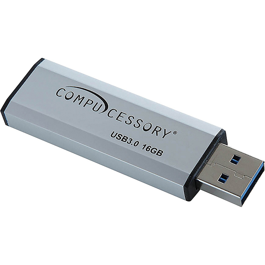 Compucessory 16GB USB 3.0 Flash Drive 16 GB - USB 3.0 - Silver - 1 Year Warranty - 1 Each (26469)