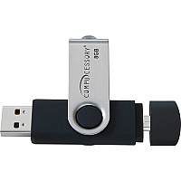 Compucessory 8GB USB 2.0 Flash Drive 8 GB - USB 2.0 - Silver, Black - 1 Year Warranty - 1 Each (26470)