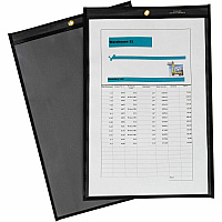 C-Line Stitched Shop Ticket Holders Support 8.50" x 14" , 11" x 14" Media - Vinyl - Black, Clear - Heavy Duty - 25 / Box (45117)