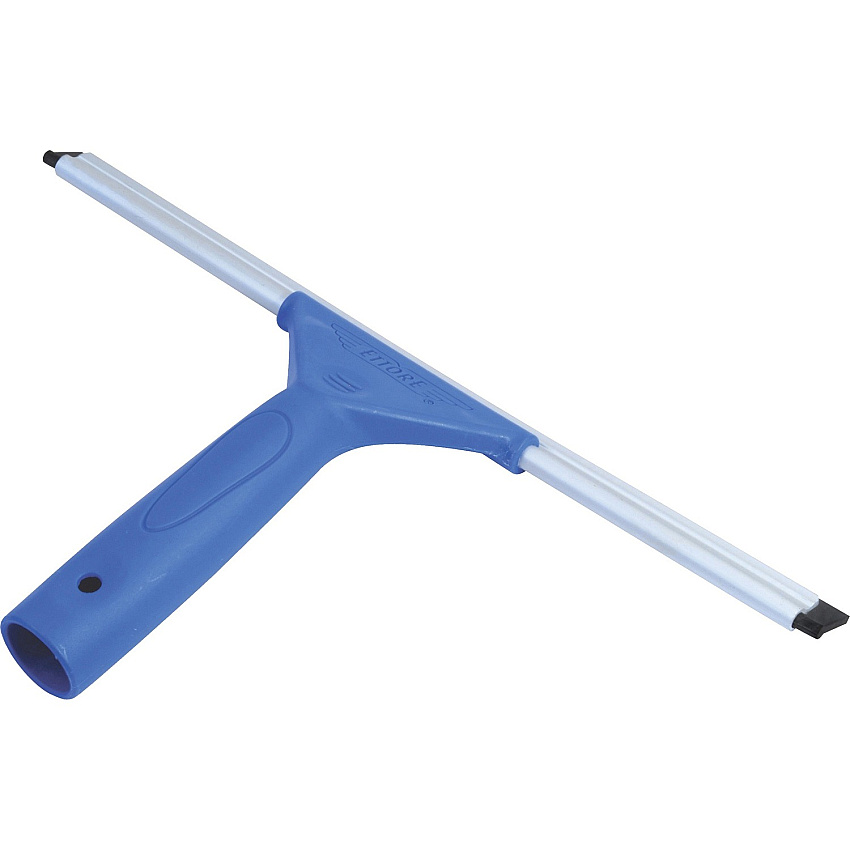 Ettore All-purpose Squeegee Rubber Blade - Plastic Handle - 6.5" Height x 10" Width x 1.5" Length - Lightweight, Streak-free - Blue - 1Each (17010)