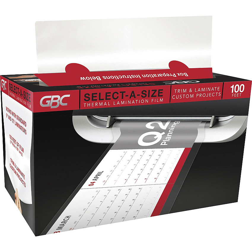 GBC Select-A-Size Thermal Lamination Film Sheet Size Supported: 0.12" Thickness - Laminating Pouch/Sheet Size: 9" Width x 100 ft Length - for ID Badge - Clear - 1 Roll (39069)