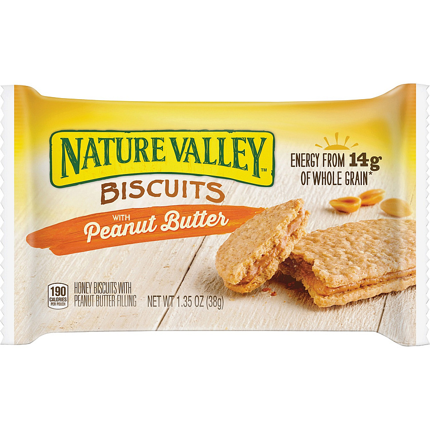 NATURE VALLEY Flavored Biscuits Peanut Butter, Honey - 1.35 oz Box - 16 / Box (SN47878)