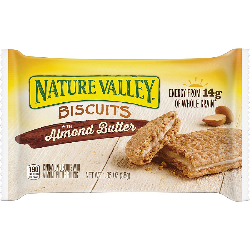 NATURE VALLEY Flavored Biscuits Almond Butter, Cinnamon - 1.35 oz Box - 16 / Box (SN47879)