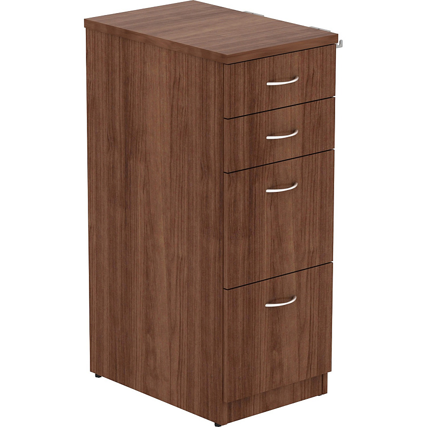 Lorell Relevance Series 4-Drawer File Cabinet 40.4" Height x 15.5" Width x 23.6" Depth - 4 x File, Box Drawer(s) - Material: Laminate - Finish: Walnut (LLR16236)