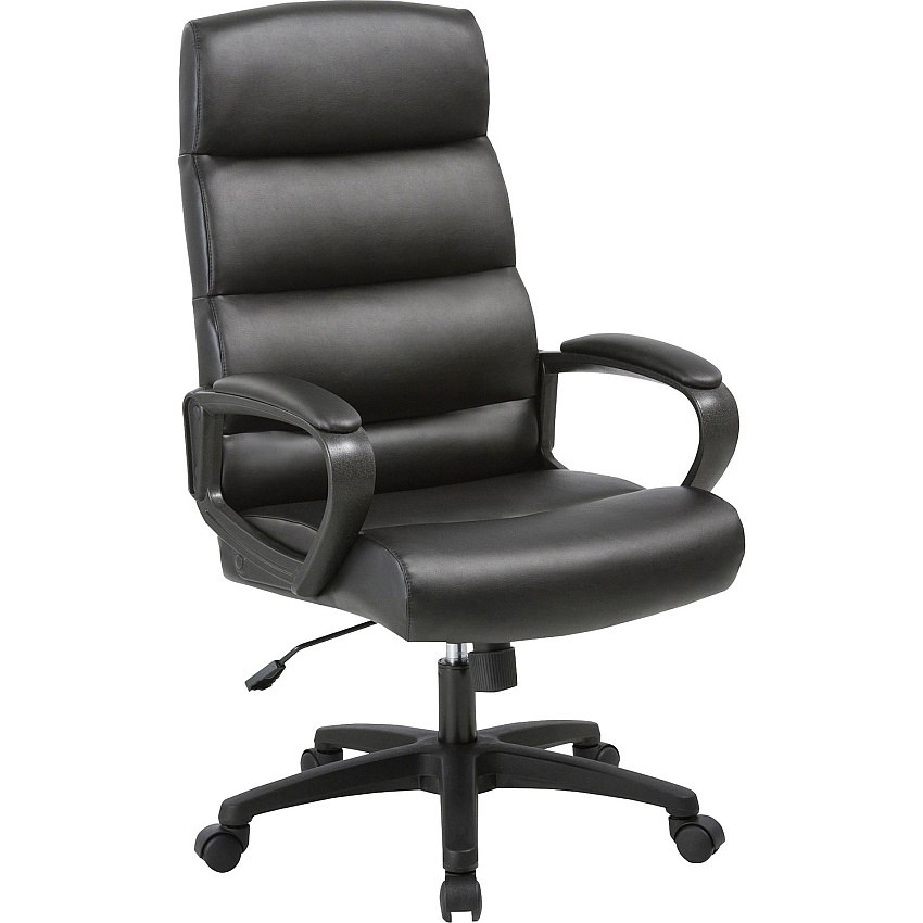 SOHO SOHO High-back Executive Chair Black Seat Color - Bonded Leather Seat Material - Black Back Color - Bonded Leather Back Material - High Back - 5-star Base - 1 Each (LLR41843)