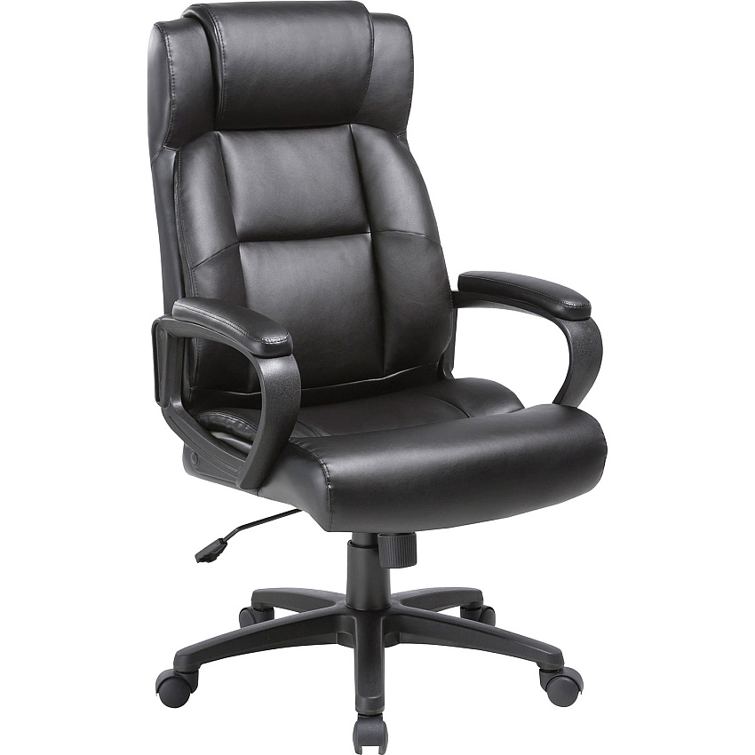 Lorell High-back Executive Chair Black Seat Color - Bonded Leather Seat Material - Black Back Color - Bonded Leather Back Material - High Back - 5-star Base - 1 Each (LLR41844)