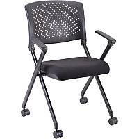 Lorell Upholstered Foldable Nesting Chairs with Arms Black Seat Color - Fabric Seat Material - Black Back Color - Plastic Back Material - Metal Frame Material - 2 / Carton (LLR41847)