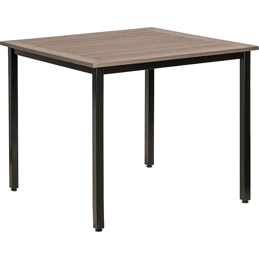 Lorell Faux Wood Outdoor Table Charcoal Square Top - Black Four Leg Base - 4 Legs - 36.60" Table Top Length x 36.60" Table Top Width - 30.75" Height - Assembly Required - Faux Wood Top Material - 1 Each (LLR42686)