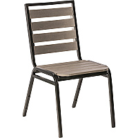 Lorell Faux Wood Outdoor Chairs Charcoal Gray Seat Color - Faux Wood Seat Material - Charcoal Gray Back Color - Faux Wood Back Material - Four-legged Base - 4 / Carton (LLR42687)