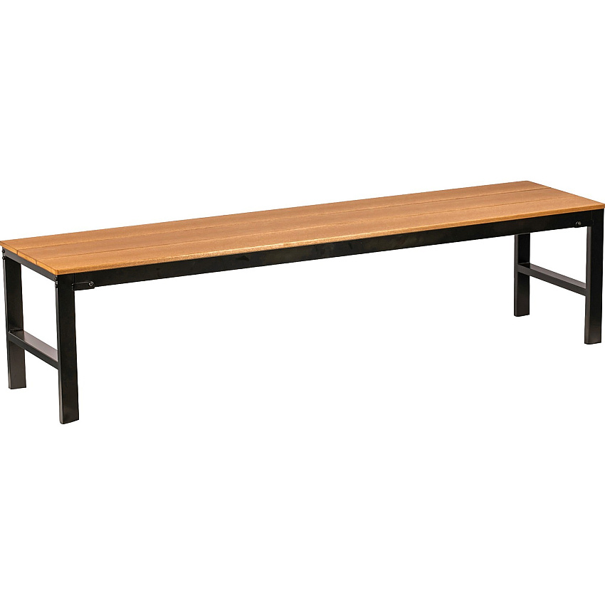 Lorell Faux Wood Outdoor Bench Teak Seat Color - Faux Wood Seat Material - Four-legged Base - 1Each (LLR42688)