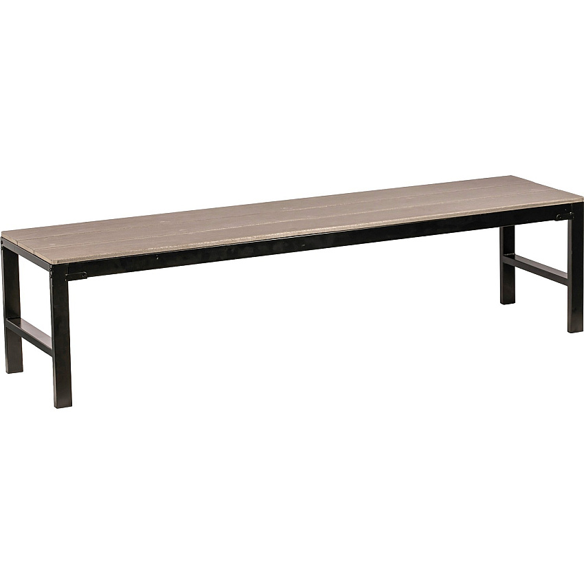 Lorell Faux Wood Outdoor Bench Weathered Charcoal Seat Color - Faux Wood Seat Material - Four-legged Base - 1Each (LLR42689)