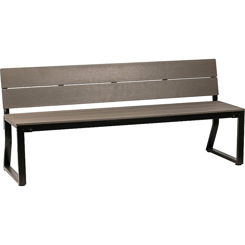 Lorell Faux Wood Outdoor Bench With Backrest Charcoal Seat Color - Faux Wood, Polystyrene Seat Material - Charcoal Back Color - Faux Wood, Polystyrene Back Material - 1Each (LLR42691)