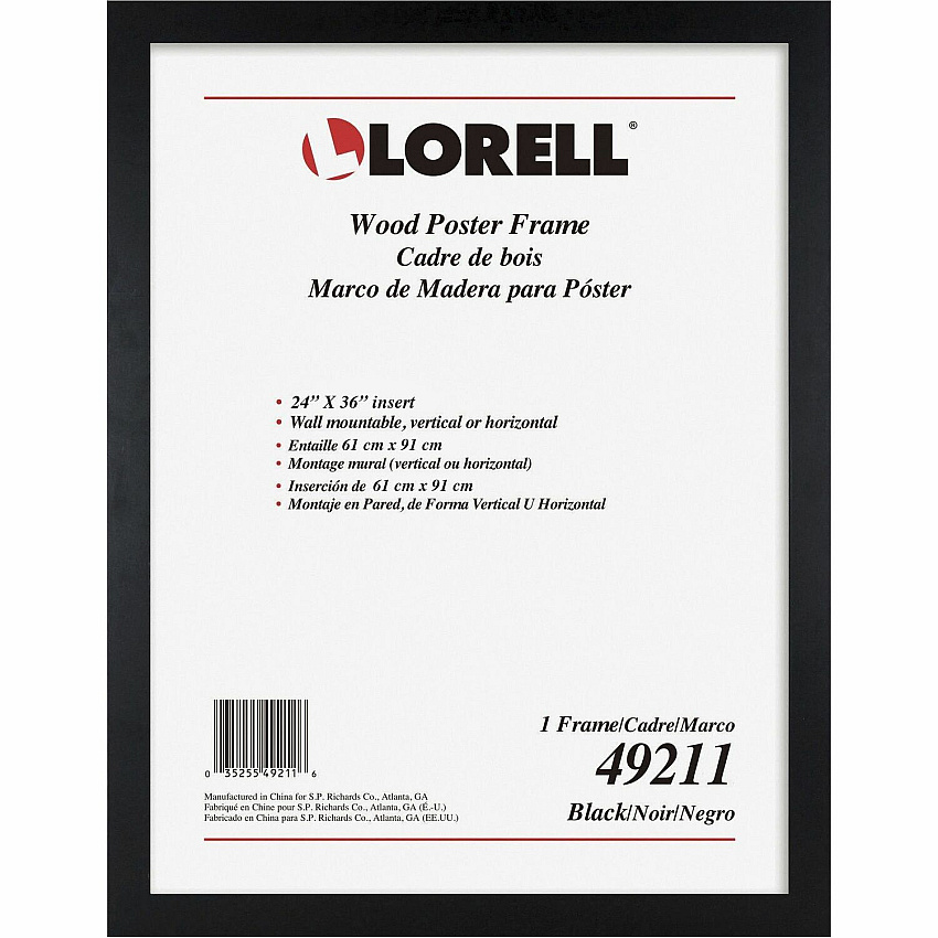 Lorell Wide Frame 24" x 36" Frame Size - Rectangle - Horizontal, Vertical - Black - 1 Each (LLR49211)