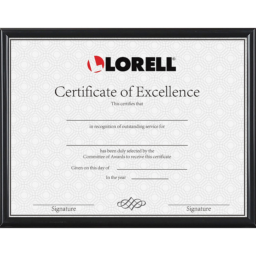 Lorell Certificate Frame 8.50" x 11" Frame Size - Rectangle - Desktop - Horizontal, Vertical - Black - 1 Each (LLR49215)