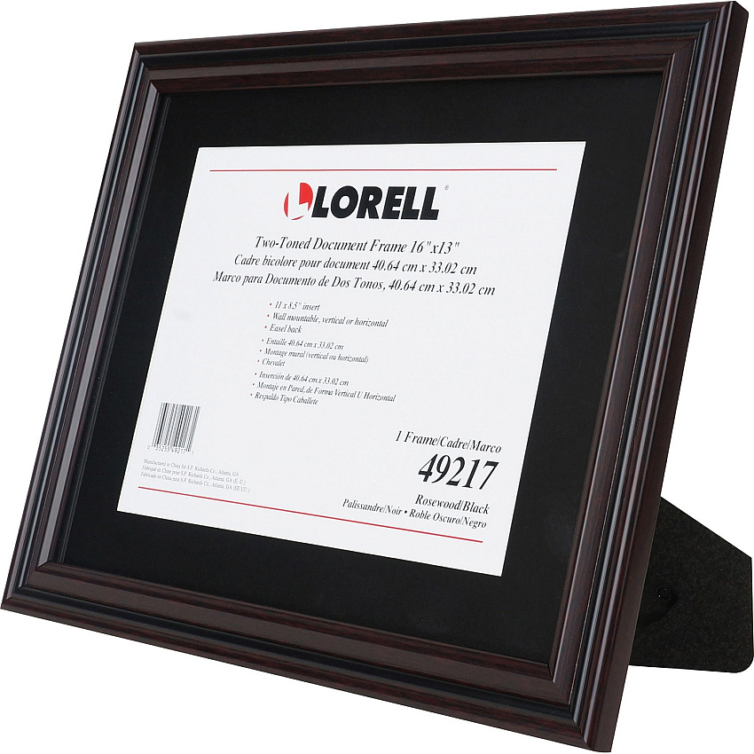 Lorell 2-toned Certificate Frame 13" x 16" Frame Size - Holds 8.50" x 11" Insert - Rectangle - Desktop - Horizontal, Vertical - Rosewood - 1 Each (LLR49217)