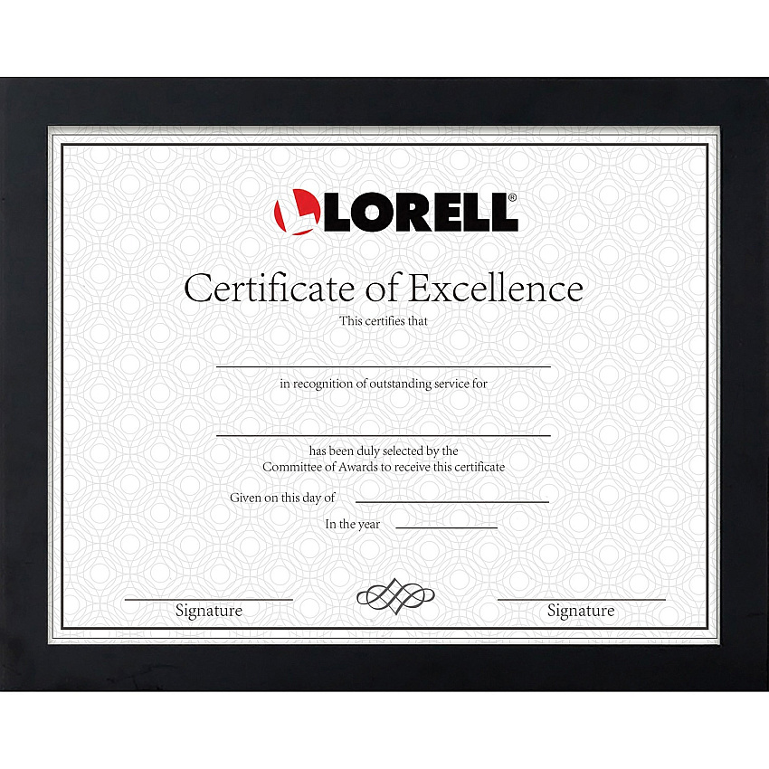 Lorell Certificate Frame 8.50" x 11" Frame Size - Rectangle - Desktop - Horizontal, Vertical - Black - 1 Each (LLR49218)