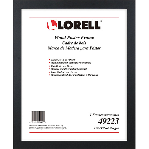 Lorell Poster Frame 16" x 20" Frame Size - Rectangle - Horizontal, Vertical - Black - 1 Each (LLR49223)