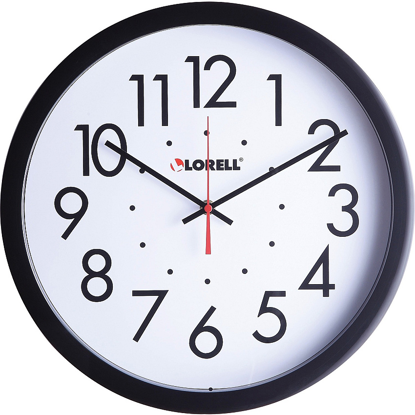 Lorell 14-1/2" Self-Set Wall Clock Analog - Quartz - White Main Dial - Black Case (LLR61009)