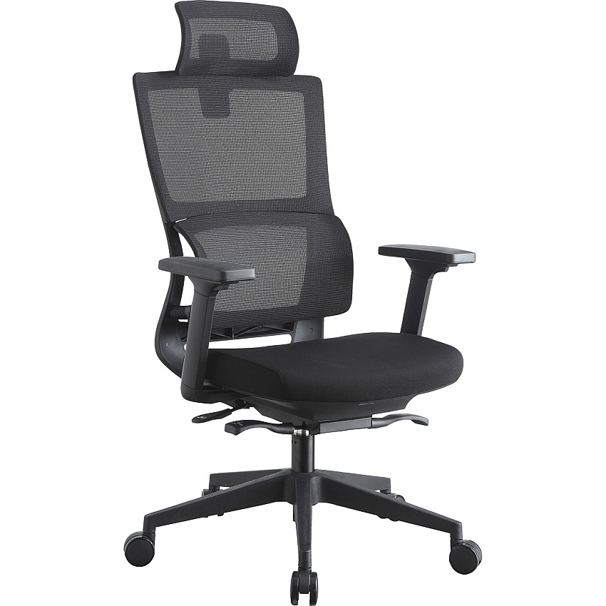 Lorell Mesh High-Back Chair w/Headrest Black Seat Color - Black Back Color - Mesh Back Material - High Back - 5-star Base - 1 Each (LLR81998)