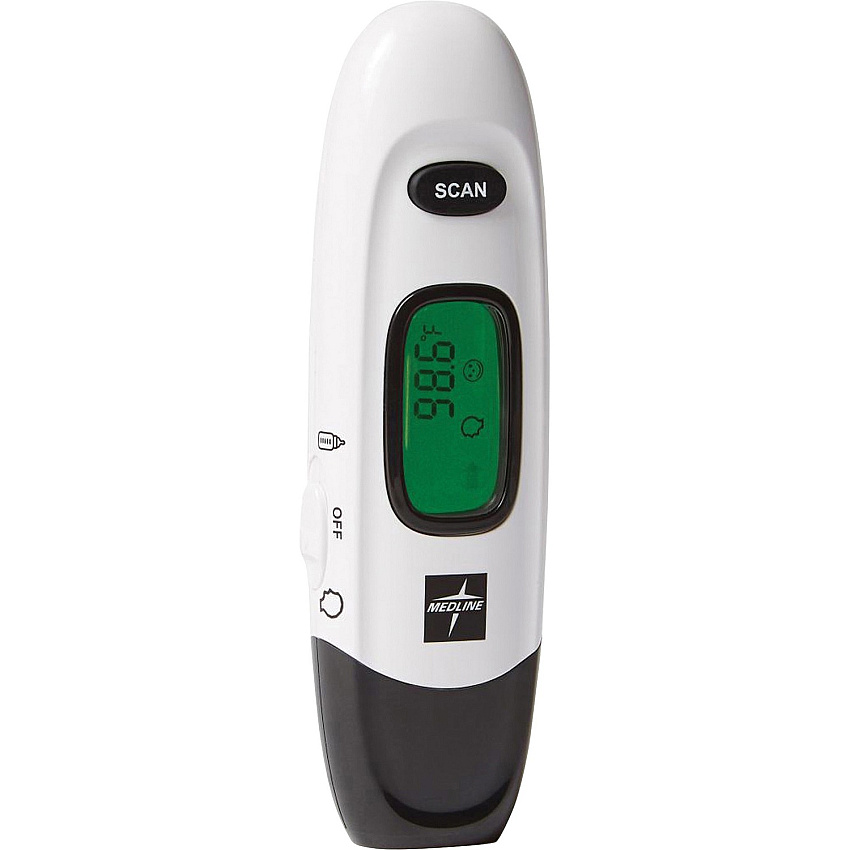 Medline No Touch Forehead Thermometer Reusable, Dual Dial, Infrared - For Home, Forehead, Clinical - White (MDSNOTOUCH)