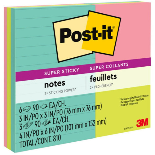 Post-it Super Sticky Notes - Miami Color Collection (46339SSMIA)