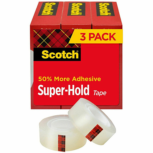Scotch Super-Hold Tape 27.78 yd Length x 0.75" Width - Clear - 3 / Pack (700K3)