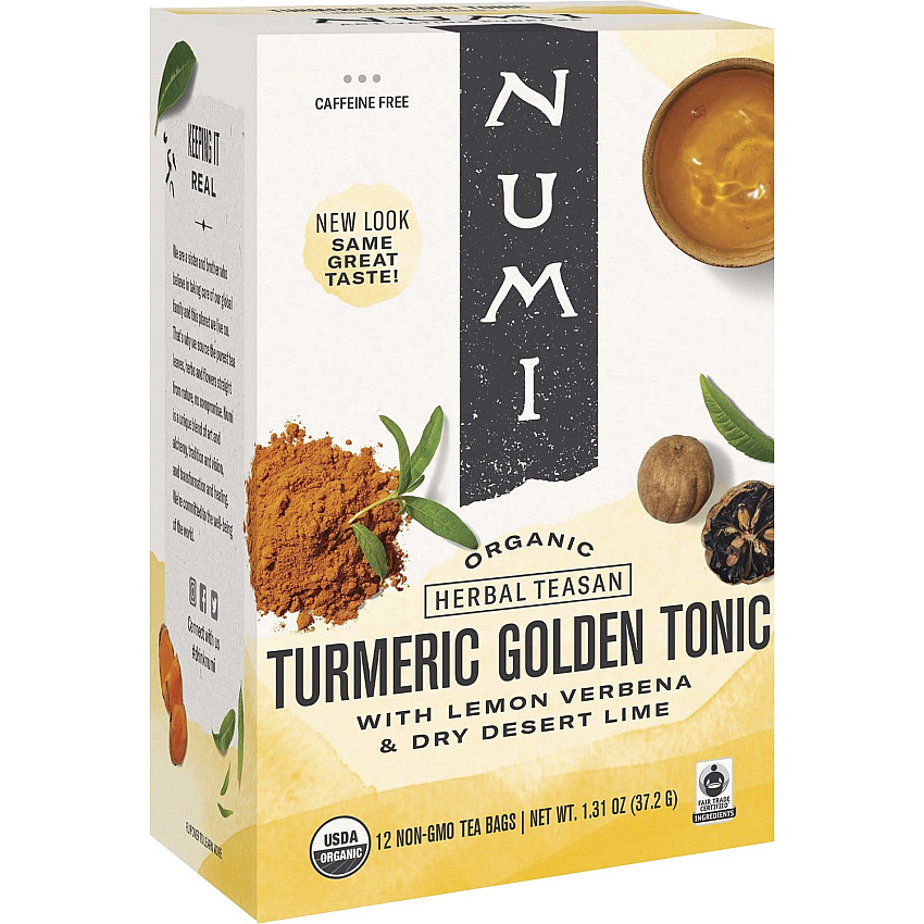 Numi Organic Turmeric Golden Tonic Herbal Tea Bag Herbal Tea - 1.3 oz - Organic - 12 / Box (10551)