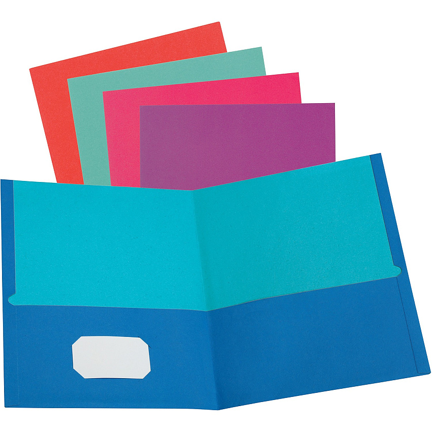 Oxford Letter Recycled Pocket Folder 8 1/2" x 11" - 100 Sheets Capacity - 2 Pocket(s) - Assorted - 10% Recycled - 50 / Box (52074)