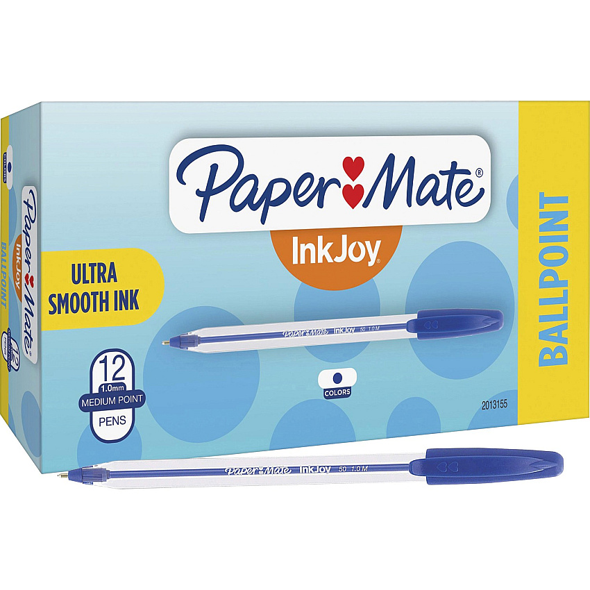 Paper Mate InkJoy 50 Stick Ballpoint Pens Medium Pen Point - Blue Ink - 1 Dozen (2013155)