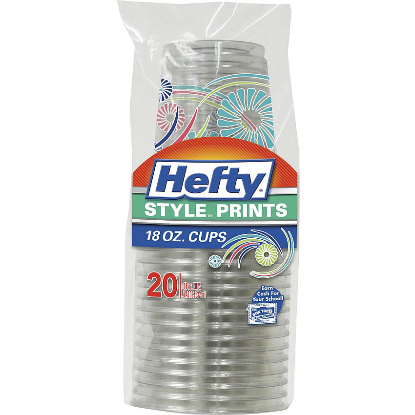 Hefty Style Prints 18 oz Cups 18 fl oz - 20 / Pack - Clear - Plastic - Cold Drink (C21651)