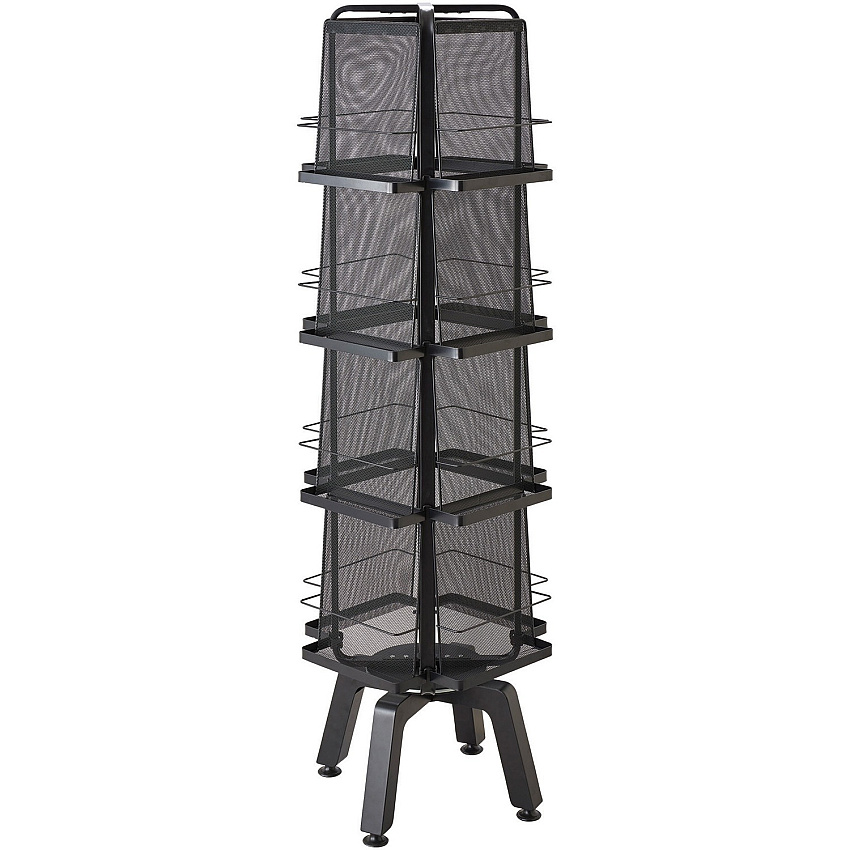 Safco Onyx Mesh Rotating Magazine Stand 16 Pocket(s) - 58.56" Height x 18.25" Width x 18.25" Depth - Floor - 28% Recycled - Black - Steel, Polyvinyl Chloride (PVC) - 1 Each (5580BL)