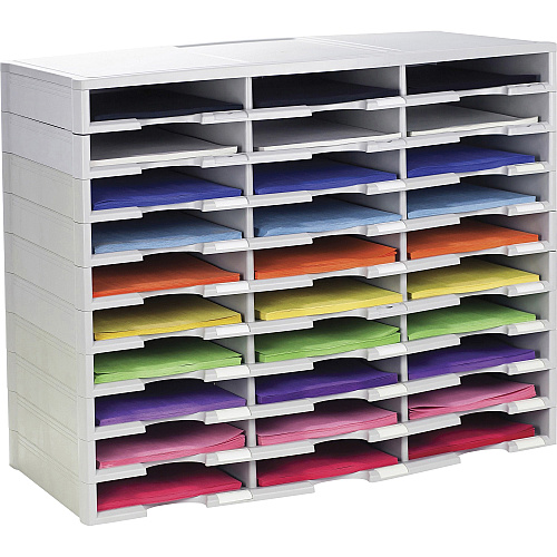 Storex Stackable Literature Sorter 15000 x Sheet - 30 Compartment(s) - Compartment Size : 9.50" x 12" - 25.50" Height x 14.13" Width31.38" Length - Gray - Plastic - 1 Each (61418U01C)