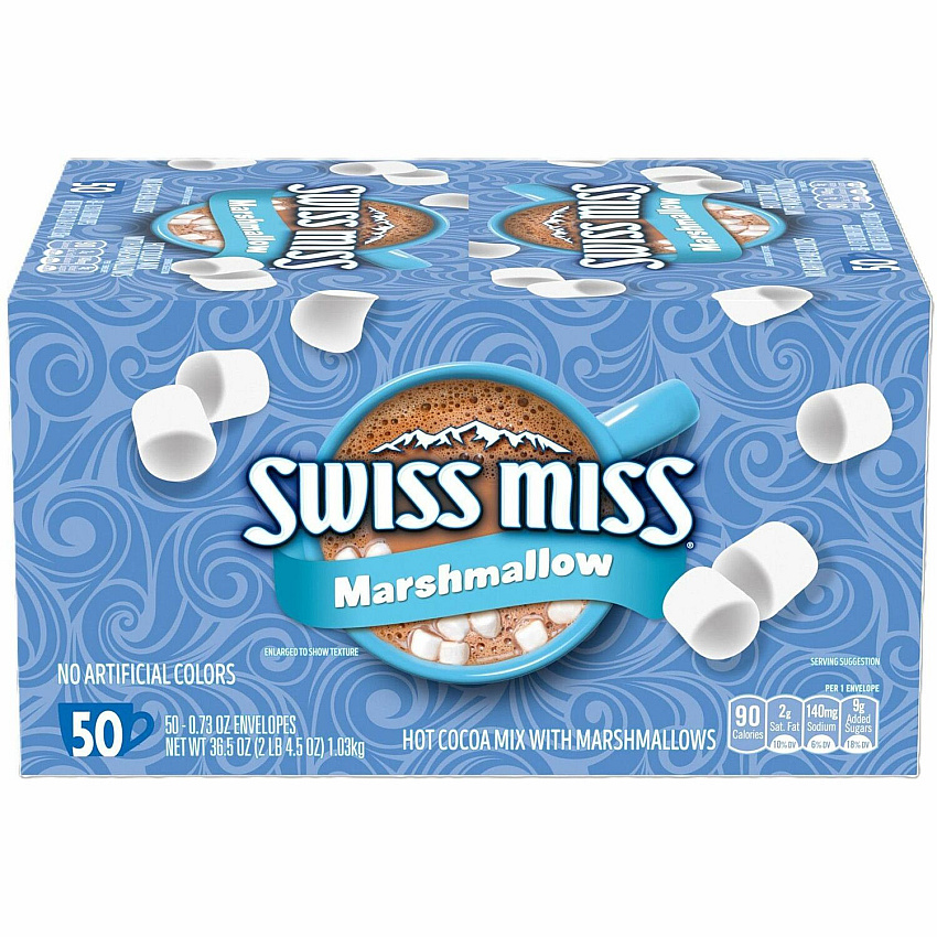 Swiss Miss&reg; Milk Chocolate Hot Cocoa Mix Powder - 0.73 oz - Marshmallow - 50 / Box (47492)