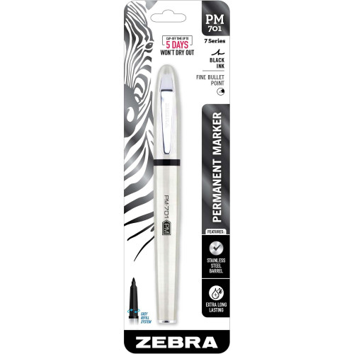 Zebra PM-701 Permanent Marker, Medium Bullet Tip, Black (65111)