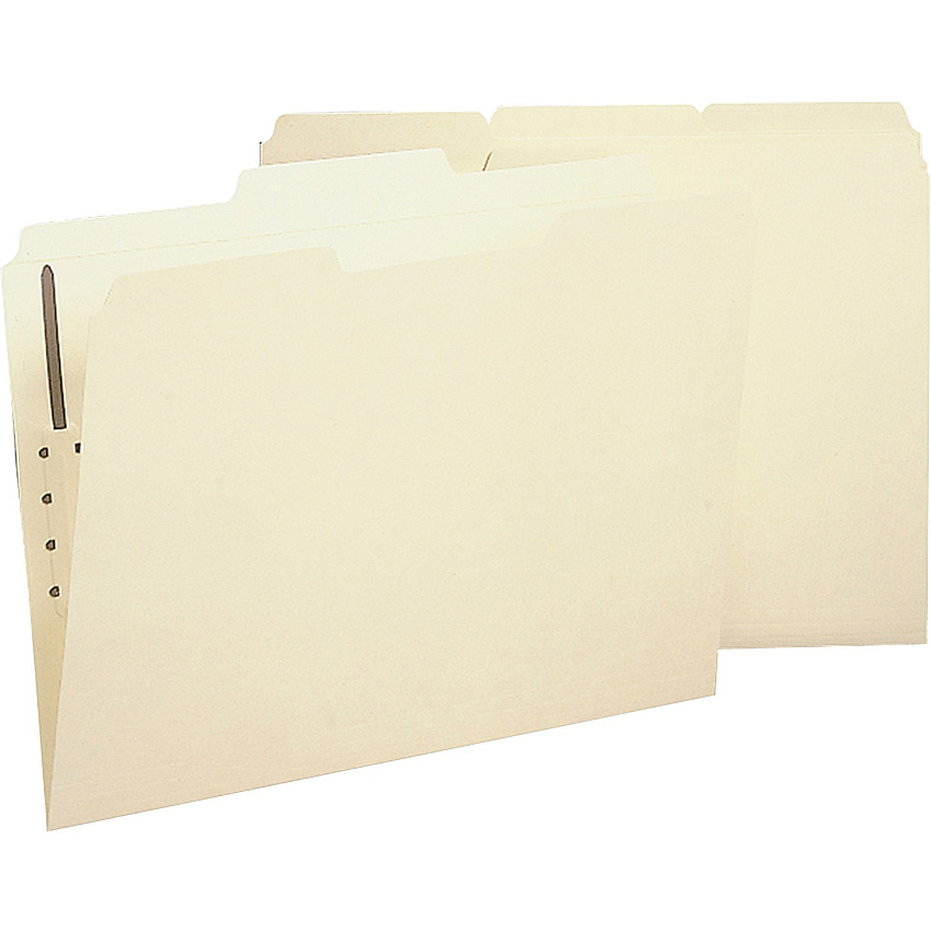 Business Source 1/3 Tab Cut Legal Recycled Fastener Folder 8 1/2" x 14" - 1 Fastener(s) - 2 Plys - Manila - 10% Recycled - 50 / Box (BSN17230)