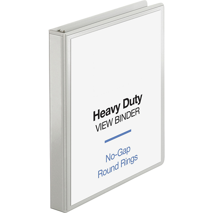 Business Source Heavy-duty View Binder 1" Binder Capacity - Letter - 8 1/2" x 11" Sheet Size - 225 Sheet Capacity - Fastener(s): Round Ring - Pocket(s): 2, Internal - Polypropylene-covered Chipboard - White - Wrinkle-free, Non-glare, Ink-transf (BSN19601)