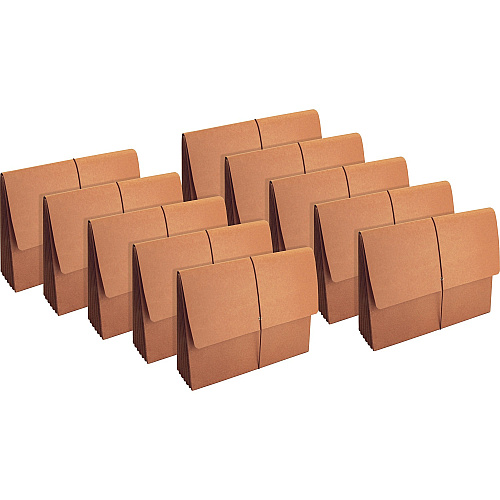Business Source Letter Recycled File Wallet 8 1/2" x 11" - 5 1/4" Expansion - Brown - 30% Recycled - 10 / Box (BSN26575BX)