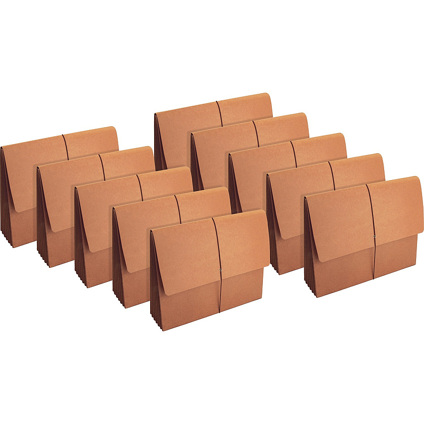 Business Source Letter Recycled File Wallet 8 1/2" x 11" - 5 1/4" Expansion - Brown - 30% Recycled - 10 / Box (BSN26575BX)