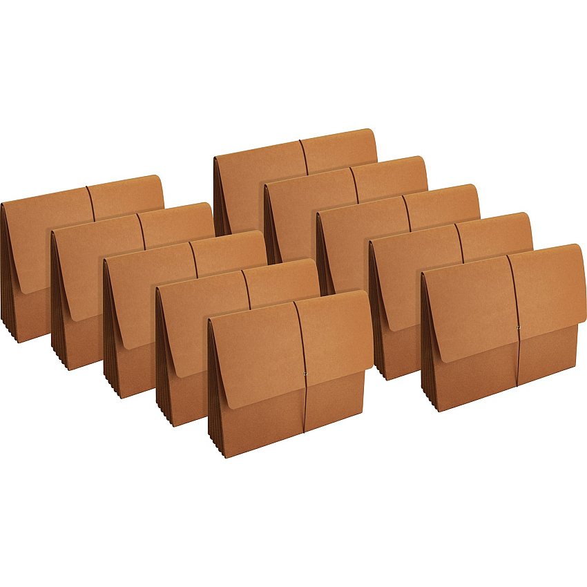 Business Source Legal Recycled File Wallet 8 1/2" x 14" - 5 1/4" Expansion - Brown - 30% Recycled - 10 / Box (BSN26576BX)