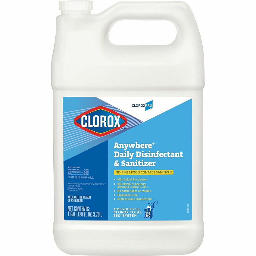CloroxPro&trade; Anywhere Daily Disinfectant and Sanitizing Bottle 128 fl oz (4 quart) - Disinfectant, Deodorize, pH Balanced - Translucent - 1 Each (31651)