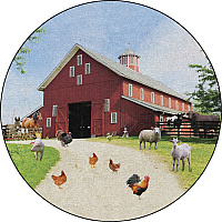 Flagship Carpets Barn Animals Classroom Rug Floor Rug - 72" Length x 72" Width x 0.50" Thickness - Round - Multicolor - Yarn - 1 Each (FA100427FS)