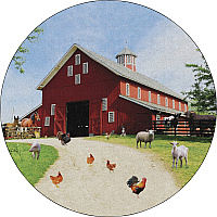Flagship Carpets Barn Animals Classroom Rug Floor Rug - 12 ft Length x 12 ft Width x 0.50" Thickness - Round - Multicolor - Yarn - 1 Each (FA100471FS)