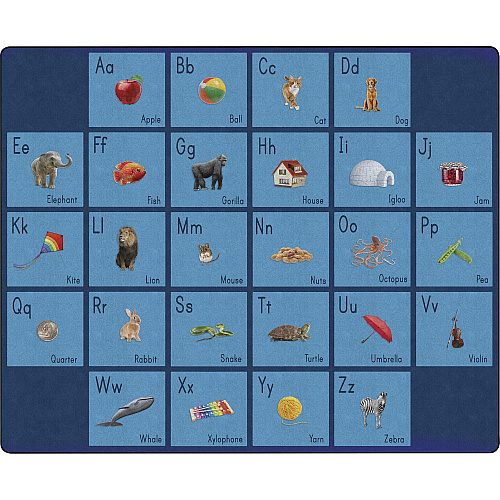 Flagship Carpets See My Alphabet Classroom Rug Floor Rug - 13.17 ft Length x 10.50 ft Width x 0.50" Thickness - Rectangle - Blue - Yarn - 1 Each (FA101858FS)