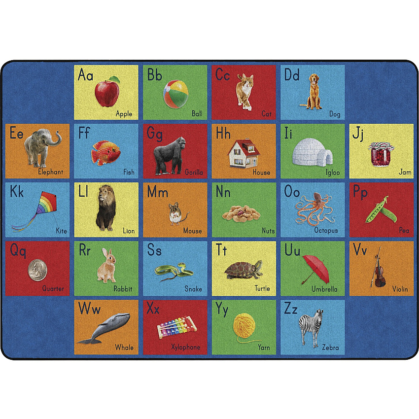 Flagship Carpets See My Alphabet Classroom Rug Floor Rug - 100" Length x 72" Width x 0.50" Thickness - Rectangle - Multicolor - Yarn - 1 Each (FA101932FS)
