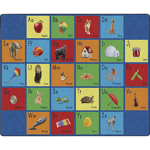 Flagship Carpets See My Alphabet Classroom Rug Floor Rug - 13.17 ft Length x 10.50 ft Width x 0.50" Thickness - Rectangle - Multicolor - Yarn - 1 Each (FA101958FS)